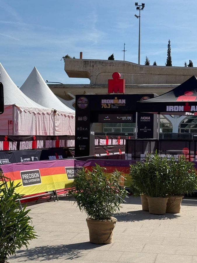 The IRONMAN 70.3 Valencia finish arch
